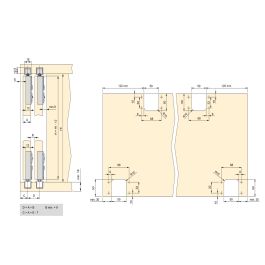 Emuca Kit de ferrures pour Flow 2 portes coulissantes et armoire à fermeture souple avec rails encastrés 2,35m, panneaux non inclus, Anodisé mat