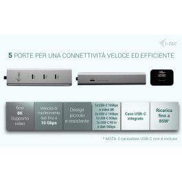 Hub USB i-Tec C31HUBMETAL8KPDPRO Argenté