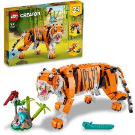 LEGO Creator 3-en-1 Su Majestad el Tigre 31129 Jouet Animal Tigre Panda Poisson pour Garçon et Fille dès 9 Ans