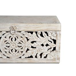 GINER Y COLOMER Buffet en bois de manguier et métal, sculpté à la main, finition blanc vieilli