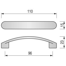 Trentadue Tirador ZMK Colmena C96 L110 Poignée de Meuble Gris RAL9006 Zamak 110 mm Argenté