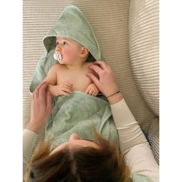 Drap de bain XXL Parent / Bébé - CANDIDE - 100x100 cm - Vert d'eau