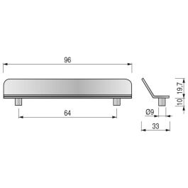 Viefe Tirador Zamak Modelo Thin, Distancia 64, Acabado Níquel Cepillado
