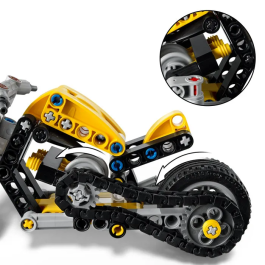LEGO Technic 42225 - Moto de Construction Jaune - Jouet STEM avec Moteur 3 Pistons et Direction - Idée Cadeau pour Enfant