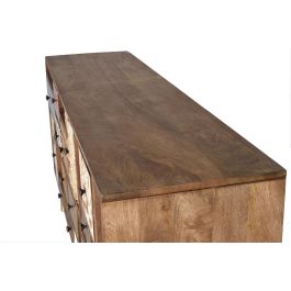 Giner y Colomer Acaba2 - Buffet/Commode en Mango Massif, Finitions Texturées (Laiton Martelé, Cuir), Coloris Naturel, Montage Requis