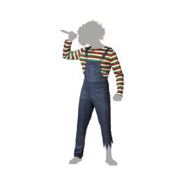 Déguisement Homme Adulte Déguisement Effrayant de Poupée avec Combinaison, Multicolore, Taille XS-S, pour Halloween et Soirées à Thème
