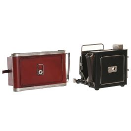 Horloge de table Home ESPRIT Noir Bordeaux Caméra/Appareil Photo Vintage (2 Unités)