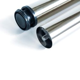 Emuca Lot de 4 pieds de table, diamètre 60mm, H 830mm, Acier, Nickel satiné