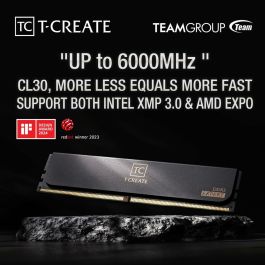 Team Group T-CREATE EXPERT CTCWD532G6000HC30DC01 Kit de Mémoire DDR5 32 Go (2x16 Go) 6000 MHz CL30 DIMM avec ECC On-Die et Support AMD EXPO