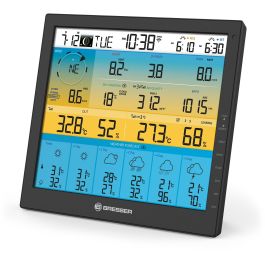 Bresser 7003220 Station météo intelligente 7-en-1 solaire avec WiFi - Écran couleur LCD 10" (25.4 cm), prévisions, capteur extérieur - Noir
