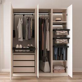 Emuca Penderie rabattable pour armoire Hang, 450 - 600, Peint en noir, Acier et Plastique.