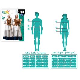 Déguisement Costume Serveuse du Moyen Âge Femme Adulte Blanc - Robe longue avec Chaleco et Tablier incorporés, Taille M-L, Polyester, Nouveauté 2023