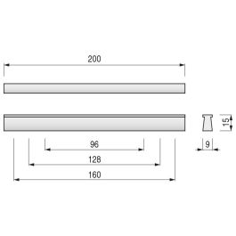 TRENTADUE Tirador C96/128/160 RAL9006 L200, Poignée de meuble en plastique finition aluminium, 200mm