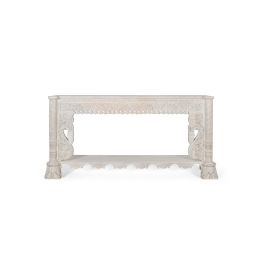 GINER Y COLOMER - Console de Salle à Manger en Bois de Mango Massif Blanc Vieilli avec Plateau Bas, Patins Tournés et Détails Sculptés Main - 180x90x40 cm Precio: 1259.988. SKU: B1K2EZH9DX