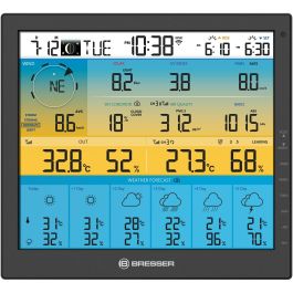 Bresser 7003220 Station météo intelligente 7-en-1 solaire avec WiFi - Écran couleur LCD 10" (25.4 cm), prévisions, capteur extérieur - Noir