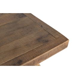 GINER Y COLOMER Table basse carrée en bois de manguier massif, finition naturelle - Design à lignes droites avec piétement central stable