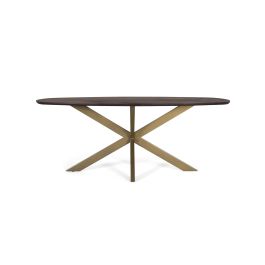 GINER Y COLOMER - Table de Salle à Manger Ovale en Bois d'Acacia et Métal Doré, Finition Noisetier, Design Araignée, 200 cm - Fonctionnelle et Élégante Precio: 1151.988. SKU: B177TMGMSD