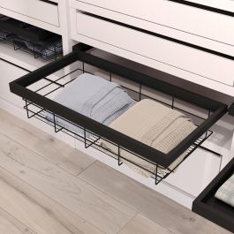 Emuca Kit de panier et cadre coulissant à fermeture souple pour armoire, réglable, module 600mm, Noir texturé