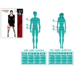 Déguisement Femme Fantôme Adulte Hantée Style Élève, Taille XS-S, Manches Longues, Noir et Blanc, Polyester, Halloween