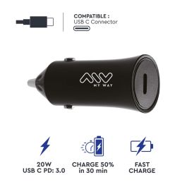 Chargeur de voiture Myway Noir 20 W
