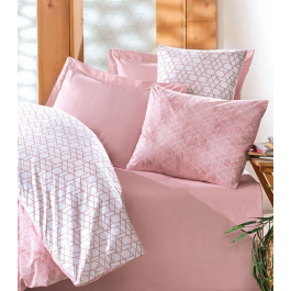 Parure de lit Best 1 housse de couette 140 x 200 cm + 2 taies d'oreiller 60 x 60 cm - Coton renforcé imprimé moderne rose - Décoration tendance