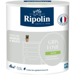 Ripolin - Peinture pour meubles et objets - Gris Lomé Satiné - Sans sous-couche - Intérieur/Extérieur - 0,5 L Precio: 40.632. SKU: B1EJWNTSSW