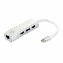 Level One USB-0504 Adaptateur USB-C vers RJ45 Gigabit Ethernet, 3x USB 3.0, Argent, 0.15m