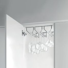 Emuca Porte-verres pour meubles Supra 1 rangée, longueur 340mm, Acier, Chromé