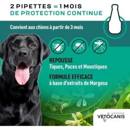 Vetocanis 4 Pipettes Anti-Puces et Anti-Tiques pour Chiens Grandes Tailles 20-40kg