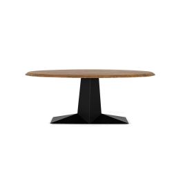 GINER Y COLOMER Table de salle à manger en acacia naturel et fer noir - 200 cm (L) x 100 cm (l) x 78 cm (H) - Design élégant et contemporain