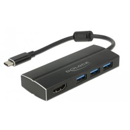 DELOCK USB 3.1 Gen 1 Adapter USB Type-C zu 3 x USB 3.0 Typ-A Hub + 1 x HDMI DP Alt Mode 4K 30 Hz