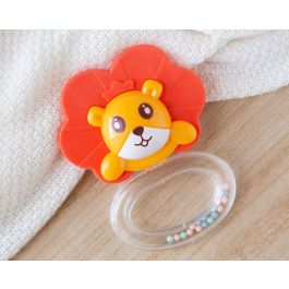 Anneau de dentition et hochet lion en silicone souple, jouet sensoriel pour bébé avec effet sonore, recommandé à partir de 3 mois