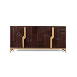 GINER Y COLOMER Dora2 - Buffet en bois de manguier massif 4 portes, détails dorés et pieds métalliques - Coloris noyer - 62x41 cm (porte) Precio: 1427.988. SKU: B12LLN2DZG