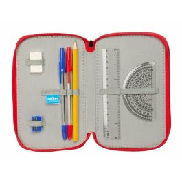 Pochette à crayons triple Mickey Mouse Rouge 12,5 x 19,5 x 5,5 cm 37 Pièces