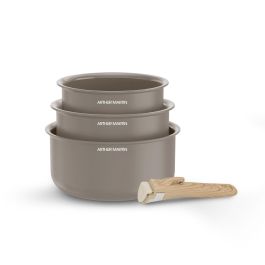 Set de 3 casseroles - Tous feux dont induction - ARTHUR MARTIN - AM1122 - Céramique - Ø 16-18-20 cm + poignée amovible - Taupe Precio: 48.5000004. SKU: B1B8VZ6RSE