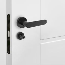 Emuca Lot de 5 rosaces rondes condamnées pour portes intérieures, diamètre 35mm, Zamak, Noir