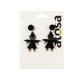 Accessoire de costume Halloween - Boucles d'oreilles épouvantail design terrifiant noir - Pour sorcière, personnage maudit ou légendes rurales - Nouveauté 2025