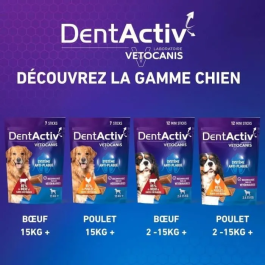 Vetocanis DentActiv 12 Mini Barritas de Higiene Bucal con Pollo para Perros de 2 a 15 kg VET3428170007358