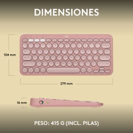 Clavier sans fil Logitech K380s Rose Espagnol Qwerty