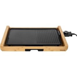 Sencor SBG 206BK - Grill électrique et plancha 2-en-1 1800 W, surface de cuisson 43 x 23 cm, design bambou, noir - Contrôle de température, bac à graisse amovible