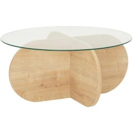 Table basse en verre - BUBBLE - Ronde - Chene Saphir - 75 x 75 x 35 cm