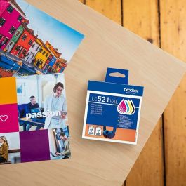 Cartouche d'encre originale Brother LC521VAL Jaune (4 Unités)