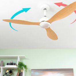 Ventilateur de Plafond avec Lumière LED et 3 Pales ABS Wuled InnovaGoods Bois 36 W 52" Ø132 cm