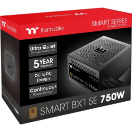 Thermaltake Alimentation PC SMART BX1 SE 750W - 80Plus Bronze - Non modulaire - Ventilateur 120 mm - Noir