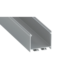 KIMERA Profil Aluminium "NORS" Anodizado Plata avec Diffuseur Opal, Tapones et Clips Sujección 2,02M