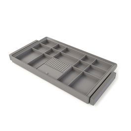 Emuca Kit tiroir organisateur et rack ajustable Quartz pour armoires, glissières extension totale et à fermeture douce, Module 90cm, Finition Titane