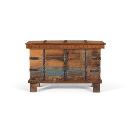GINER Y COLOMER - Banc coffre en bois recyclé avec ouverture supérieure et détails métalliques - Style industriel authentique - Dimensions intérieures 34x62x29 cm Precio: 407.988. SKU: B1ENMMVGEZ
