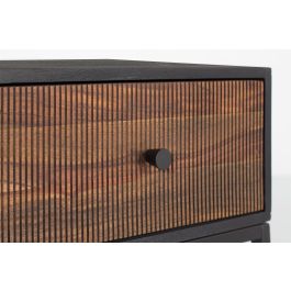 GINER Y COLOMER Table de chevet en palissandre et métal, 1 tiroir, 45x45x45 cm, couleur marron et noir