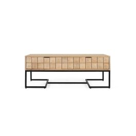 GINER Y COLOMER - Table basse design en bois de manguier avec 2 tiroirs et structure métallique noire - 120 cm, Style moderne industriel Precio: 755.988. SKU: B1C6QP268R