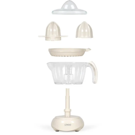 Livoo Presse-agrumes électrique DOD131C 25W - Blanc cassé - Bol 700 ml avec bec verseur, double rotation, anti-poussière - Pour jus d'agrumes frais
